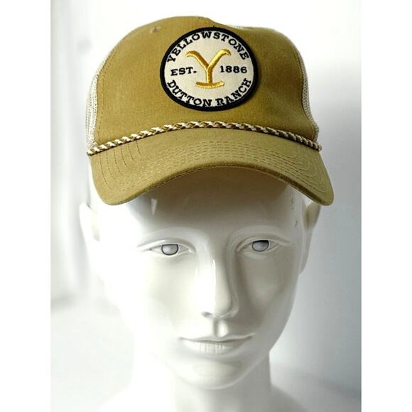 YELLOWSTONE Dutton Ranch 1886 Baseball Hat Circle Patch YELLOW Mesh NWT - Picture 2 of 4